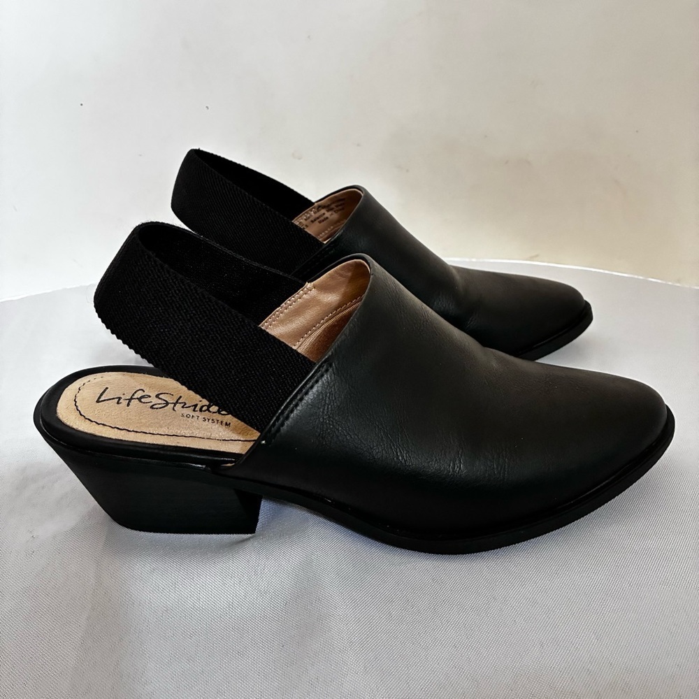 Life Stride Black Slingback Mule with Low Block Heel